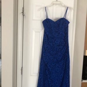 David’s Bridal royal blue lace formal gown. Size 8. Fully lined. Worn once.